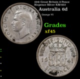 1941 Great Britain 6 Pence Sixpence Silver KM-852 Grades xf+