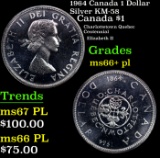 1964 Canada 1 Dollar Silver Canada Dollar KM-58 $1 Grades GEM++ PL