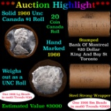 ***Auction Highlight*** Full Roll of Silver 1966 Canadian Dollar with Queen Elizabeth II, 20 Coins