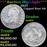 ***Auction Highlight*** 1827 Capped Bust Dime 10c Graded ms63+ BY SEGS (fc)