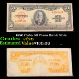 1950 Cuba 50 Pesos Bank Note Grades vf++