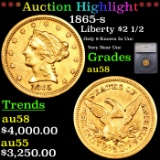 ***Auction Highlight*** 1865-s Gold Liberty Quarter Eagle $2 1/2 Graded au58 BY SEGS (fc)