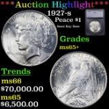 ***Auction Highlight*** 1927-s Peace Dollar $1 Graded ms65+ By SEGS (fc)