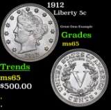 1912 Liberty Nickel 5c Grades GEM Unc