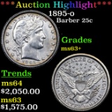 ***Auction Highlight*** 1895-o Barber Quarter 25c Graded ms63+ BY SEGS (fc)