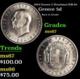 1954 Greece 5 Drachmai KM-83 Grades GEM++ Unc