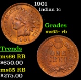 1901 Indian Cent 1c Grades Gem+ Unc RB