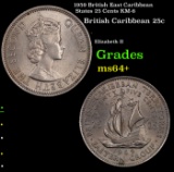 1959 British East Caribbean States 25 Cents KM-6 Grades Choice+ Unc