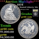 Proof ***Auction Highlight*** 1878 Seated Half Dollar 50c Graded GEM+ Proof Cameo BY USCG (fc)