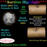 ***Auction Highlight*** Full Roll of Silver 1963 Canadian Dollar with Queen Elizabeth II, 20 Coins i