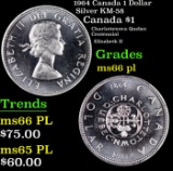 1964 Canada 1 Dollar Silver Canada Dollar KM-58 $1 Grades GEM+ UNC PL