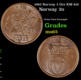 1963 Norway 2 Ore KM-410 Grades GEM Unc