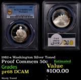 Proof PCGS 1982-s Washington Silver Modern Commem Half Dollar Toned 50c Graded pr68 DCAM By PCGS