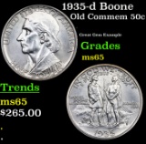1935-d Boone Old Commem Half Dollar 50c Grades GEM Unc
