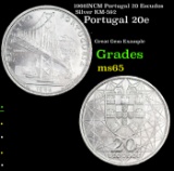 1966INCM Portugal 20 Escudos Silver KM-592 Grades GEM Unc
