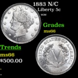 1883 N/C Liberty Nickel 5c Graded ms66 By SEGS
