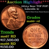***Auction Highlight*** 1954-p Lincoln Cent Near TOP POP! 1c Graded ms66+ rd By SEGS (fc)