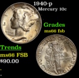 1940-p Mercury Dime 10c Grades GEM+ FSB