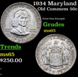 1934 Maryland Old Commem Half Dollar 50c Grades GEM Unc