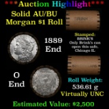 ***Auction Highlight***  AU/BU Slider Brinks Shotgun Morgan $1 Roll 1889 & P Ends Virtually UNC (fc)