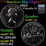 ***Auction Highlight*** 1963 Canada Dollar $1 Graded ms66+ pl By SEGS (fc)