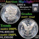 ***Auction Highlight*** 1891-s Morgan Dollar $1 Graded ms63+ dmpl By SEGS (fc)