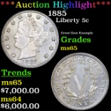 ***Auction Highlight*** 1885 Liberty Nickel 5c Graded ms65 BY SEGS (fc)