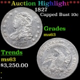 ***Auction Highlight*** 1827 Capped Bust Dime 10c Graded ms63 BY SEGS (fc)