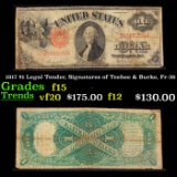 1917 $1 Legal Tender, Signatures of Teehee & Burke, Fr-36 Grades f+