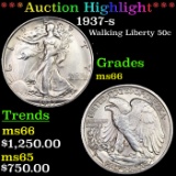 ***Auction Highlight*** 1937-s Walking Liberty Half Dollar 50c Graded ms66 BY SEGS (fc)
