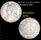 1903 France 25 Centimes KM-855 Grades xf+