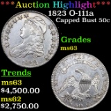 ***Auction Highlight*** 1823 Capped Bust Half Dollar O-111a 50c Graded ms63 BY SEGS (fc)