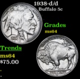 1938-d/d Buffalo Nickel 5c Grades Choice Unc
