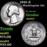 1941-d Washington Quarter 25c Grades Choice+ Unc