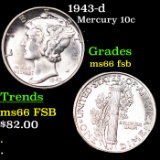 1943-d Mercury Dime 10c Grades GEM+ FSB