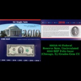 2003A $2 Federal Reserve Note, Uncirculated 2010 BEP Folio Issue (Chicago, IL) Grades Gem CU