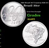 1965 Brazil 20 Cruzeiros KM-573 Grades GEM Unc