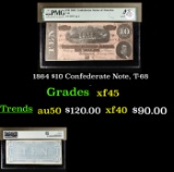 1864 $10 Confederate Note, T-68 Graded xf45 By PMG