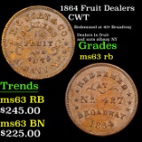 1864 Fruit Dealers Civil War Token 1c Grades Select Unc RB