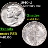 1940-d Mercury Dime 10c Grades Choice Unc FSB