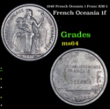 1949 French Oceania 1 Franc KM-2 Grades Choice Unc