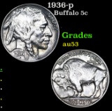 1936-p Buffalo Nickel 5c Grades Select AU