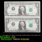 Uncut Sheet of 2 1995 $1 Green Seal Federal Reserve Note (Dallas, TX) Grades CU