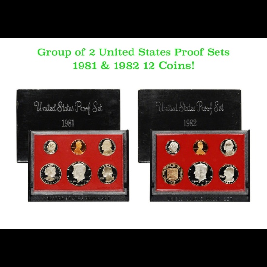 Group of 2 United States Mint Proof Sets 1981-1982 12 coins