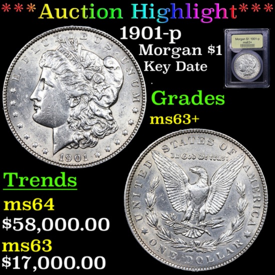 ***Auction Highlight*** 1901-p Morgan Dollar $1 Graded Select+ Unc By USCG (fc)