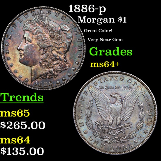 1886-p Morgan Dollar $1 Grades Choice+ Unc