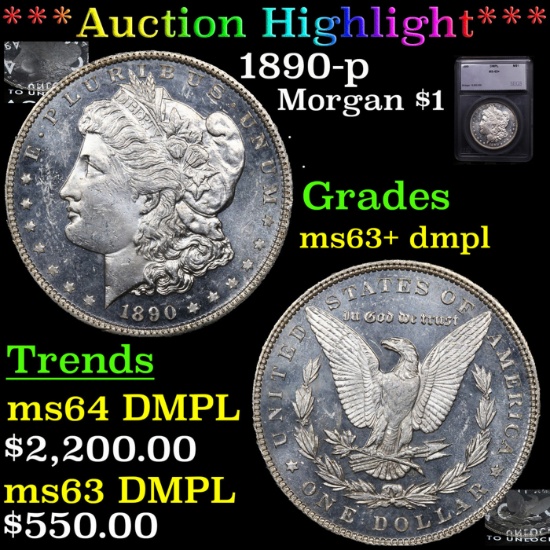 ***Auction Highlight*** 1890-p Morgan Dollar $1 Graded ms63+ dmpl BY SEGS (fc)