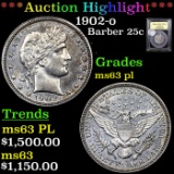 ***Auction Highlight*** 1902-o Barber Quarter 25c Graded Select Unc PL By USCG (fc)