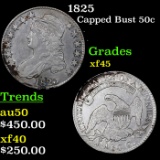 1825 Capped Bust Half Dollar 50c Grades xf+