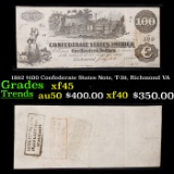 1862 $100 Confederate States Note, T-39, Richmond VA Grades xf+